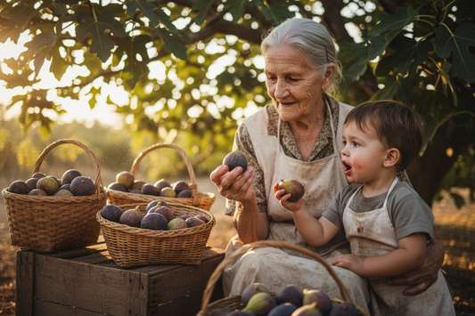 Grandmother and Child — A Fig Harvest Moment