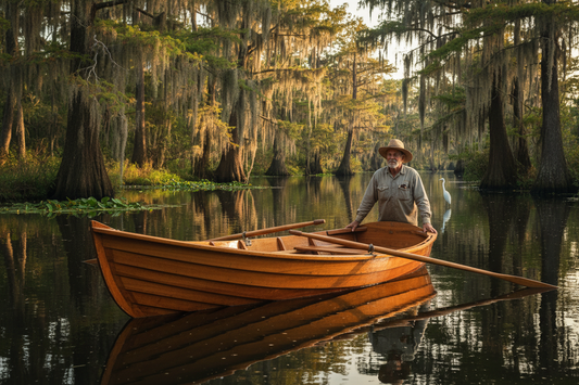 The Finished Cajun Skiff on the Bayou