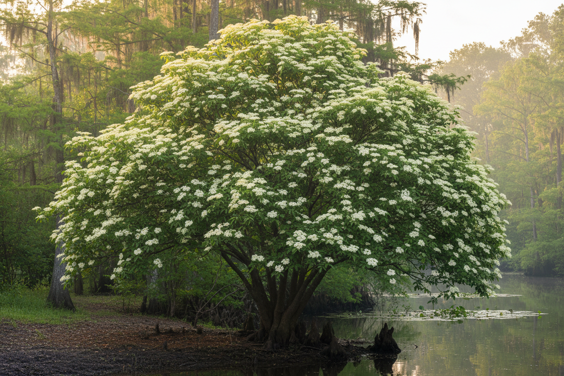 Cajun Traiteur healing garden with medicinal herbs and native Louisiana plants