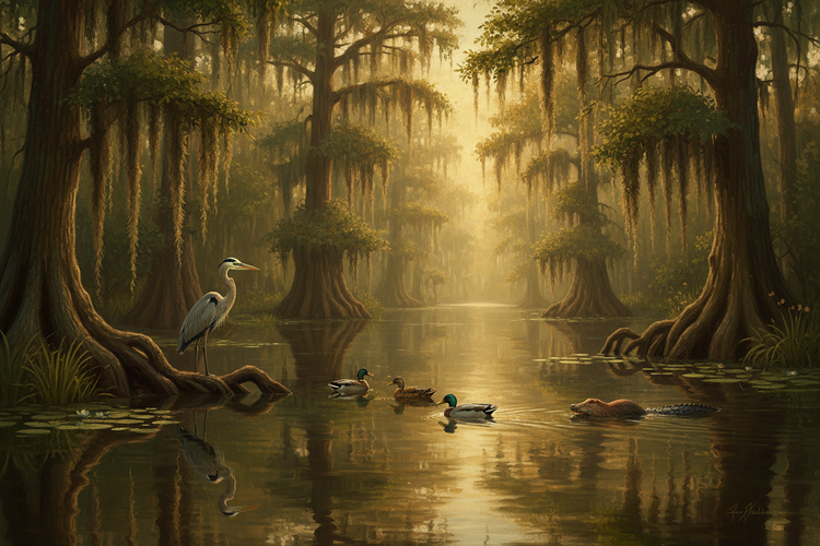 Bayou Eyes - Bayou Wildlife Scene