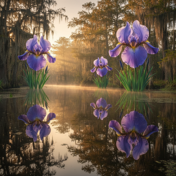 Louisiana Iris Bayou Reflection