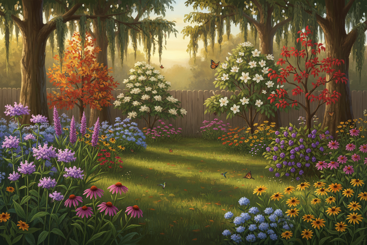 Louisiana Native Healing Garden in Bloom