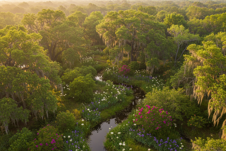 Native Louisiana Food Forest in Bloom