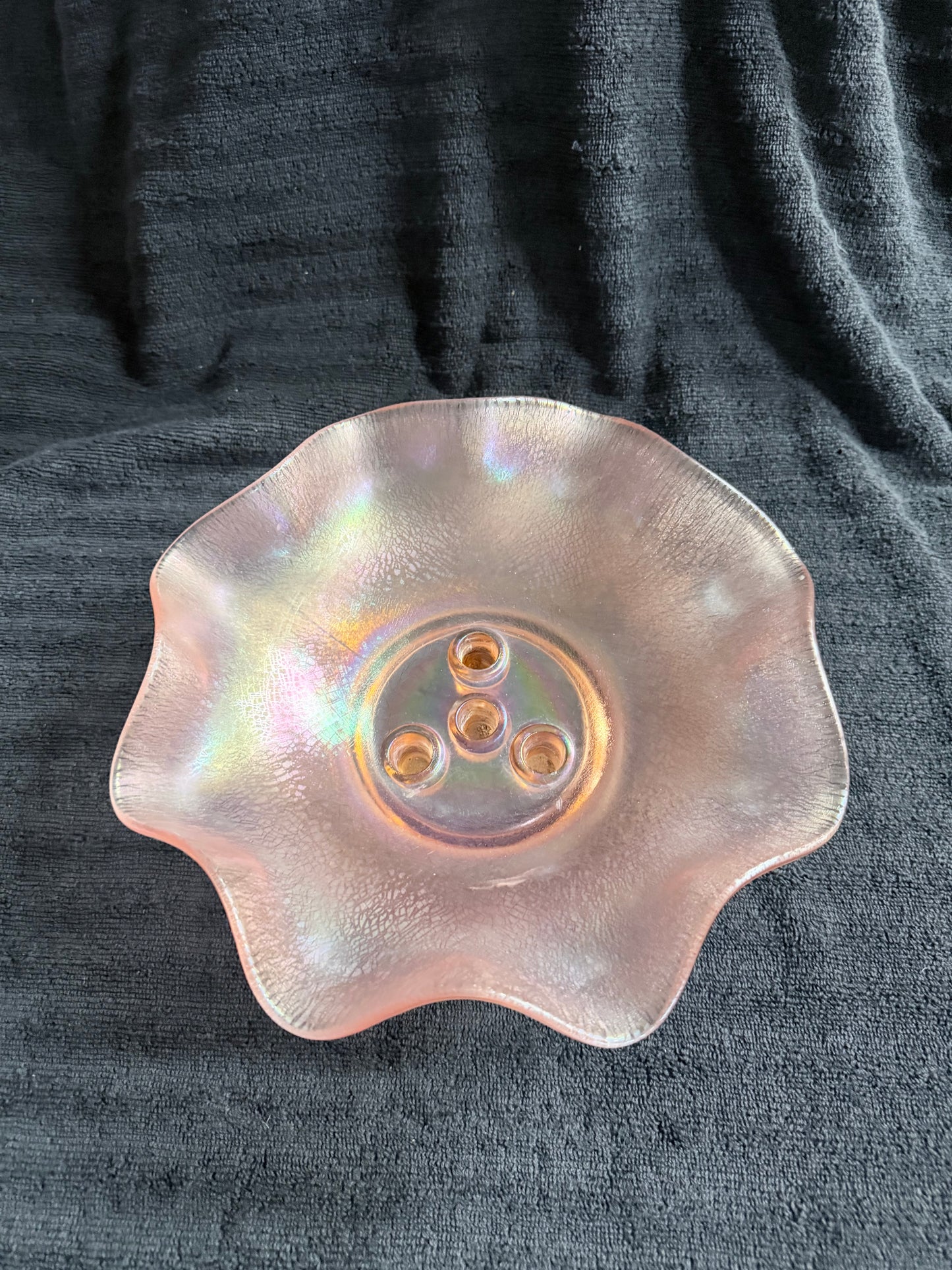 Fenton Velva Rose Stretch Glass 4-Horn Epergne — 75th Anniversary Edition (1980)