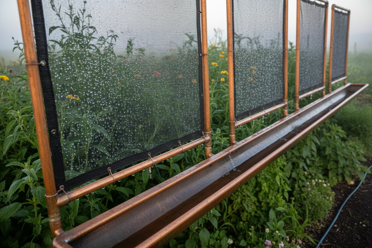 Atmospheric Dew Collection — Close-Up Angled View