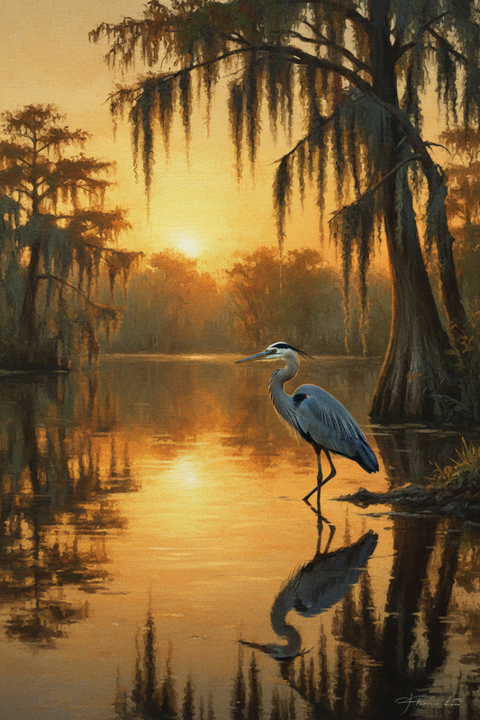Great Blue Heron at Sunset