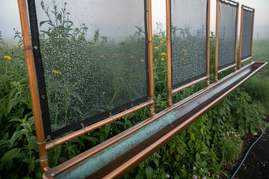 Perimeter Atmospheric Water Fence — Copper Frame & Stainless Mesh | Jardin Healing Garden