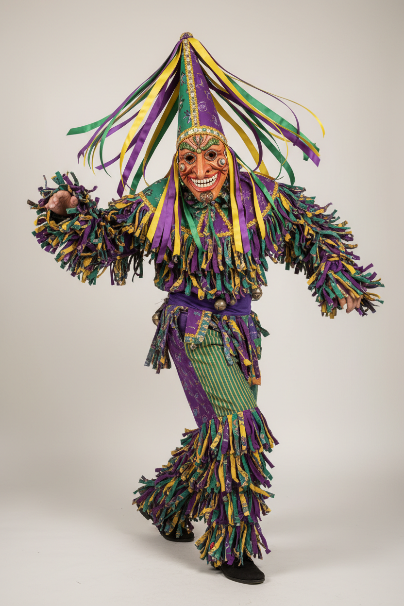 Mardi Gras Air Dancer - 7ft Masked Colorful Uniform