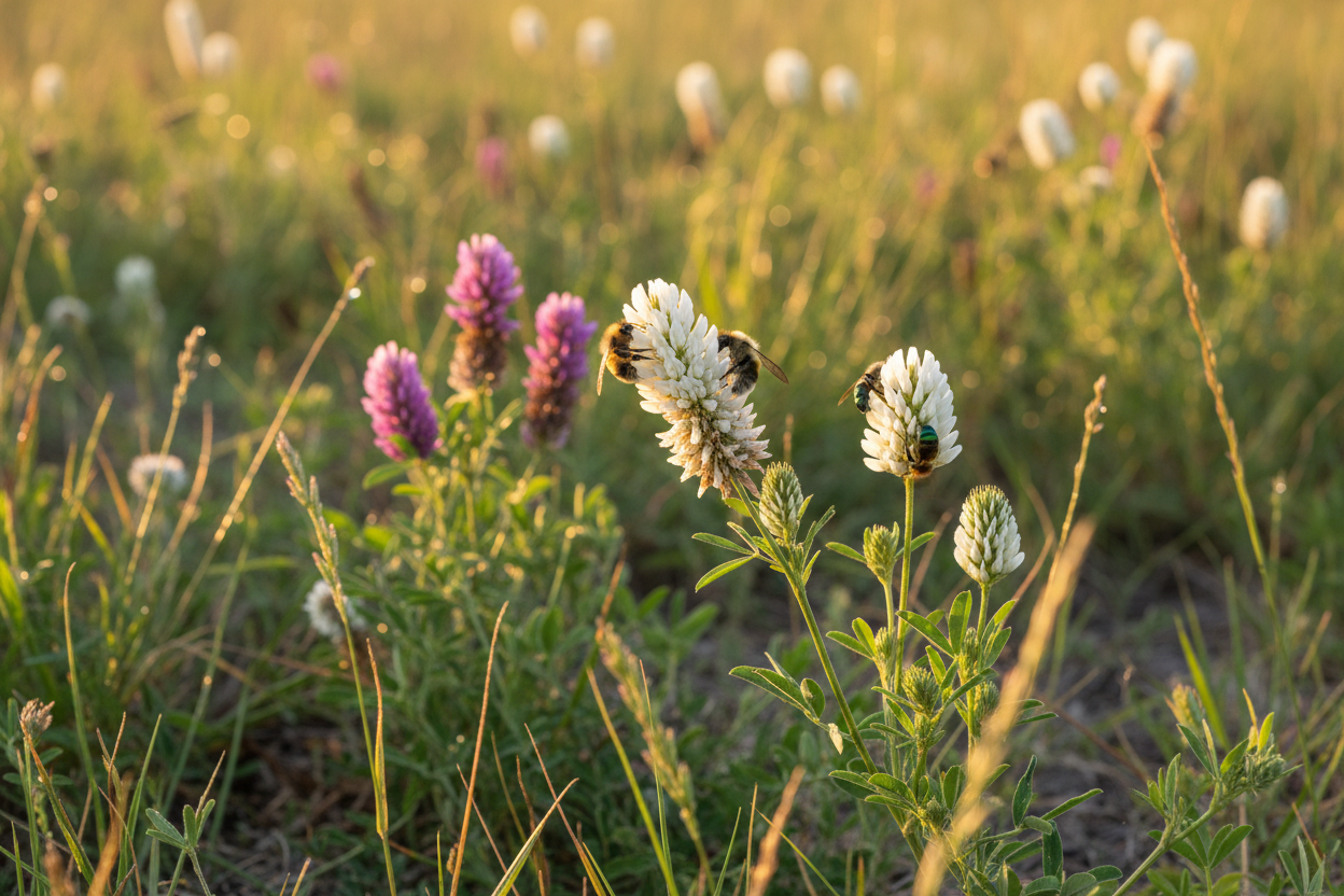White Prairie Clover (Dalea candida) — luminous native nitrogen-fixing wildflower, Prairie Movement Strip, Big Mamou Enterprises