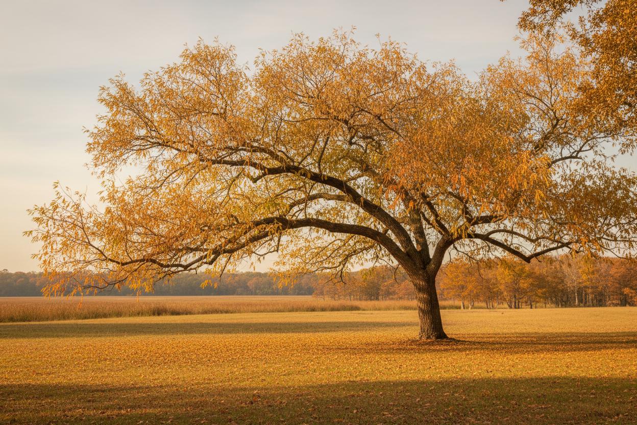 Willow Oak (Quercus phellos) — Louisiana's most elegant native oak with fine willow-like leaves in golden autumn, Living Canopy & Understory, Big Mamou Enterprises