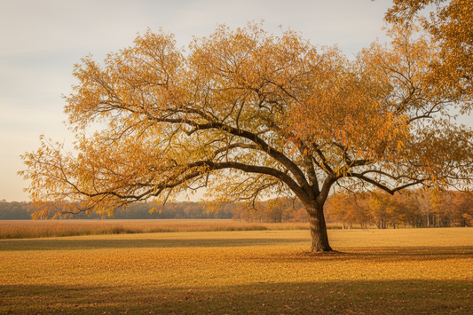 Willow Oak (Quercus phellos) — Louisiana's most elegant native oak with fine willow-like leaves in golden autumn, Living Canopy & Understory, Big Mamou Enterprises