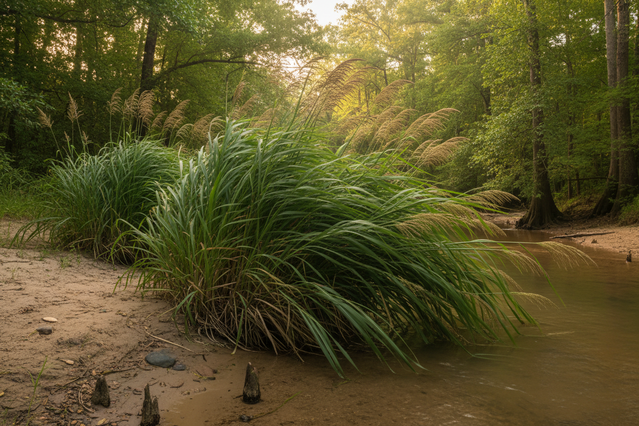 Eastern Gamagrass (Tripsacum dactyloides) — wild ancestor of corn, bold native grass of Louisiana stream banks, Prairie Movement Strip, Big Mamou Enterprises