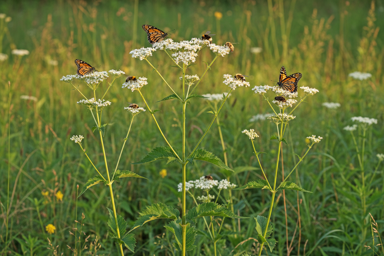 Boneset (Eupatorium perfoliatum) — native healing herb, Jardin Healing Garden, Big Mamou Enterprises
