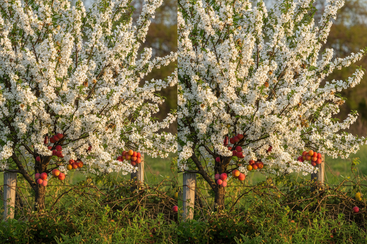 American Plum (Prunus americana) — native hedgerow fruit tree with white spring flowers and wild plums, Cajun Prairie Heritage, Big Mamou Enterprises