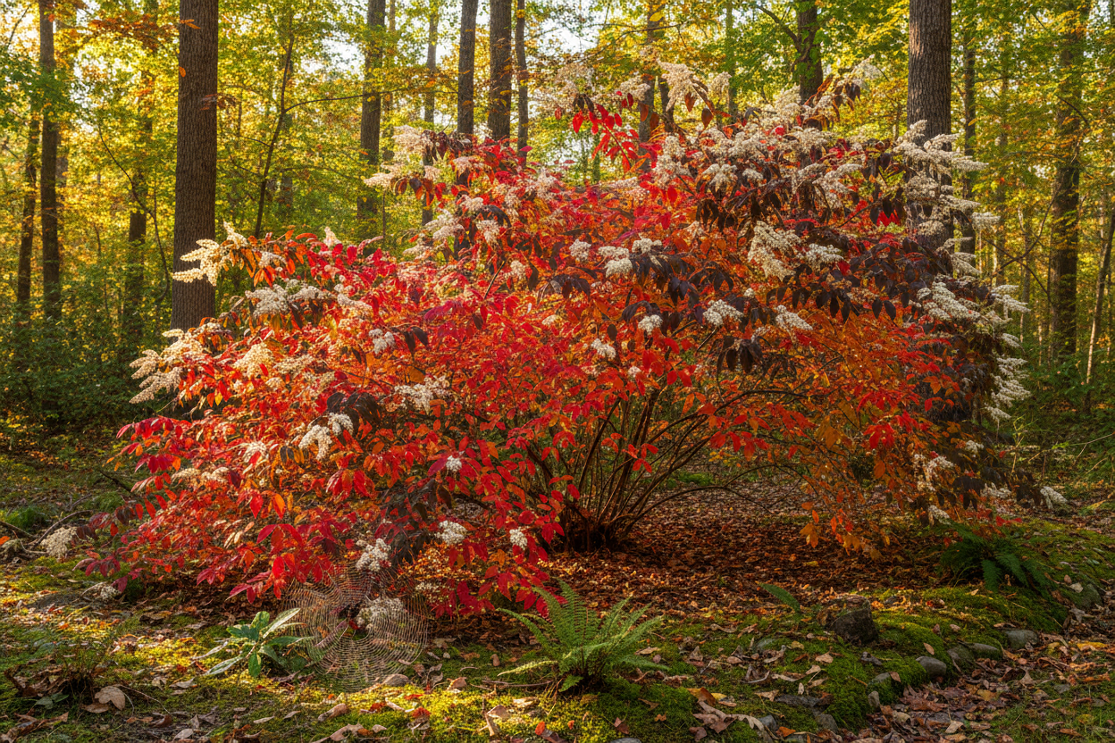 Sweetspire (Itea virginica) — native woodland shrub with fragrant white flowers and brilliant crimson fall color, Cajun Prairie Heritage, Big Mamou Enterprises