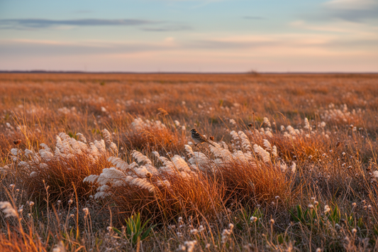 Little Bluestem (Schizachyrium scoparium) — native prairie grass blazing copper and russet in autumn, Cajun Prairie Heritage, Big Mamou Enterprises