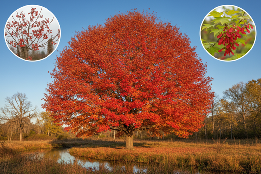 Red Maple (Acer rubrum) — North America's most abundant native tree blazing scarlet in autumn, Living Canopy & Understory, Big Mamou Enterprises